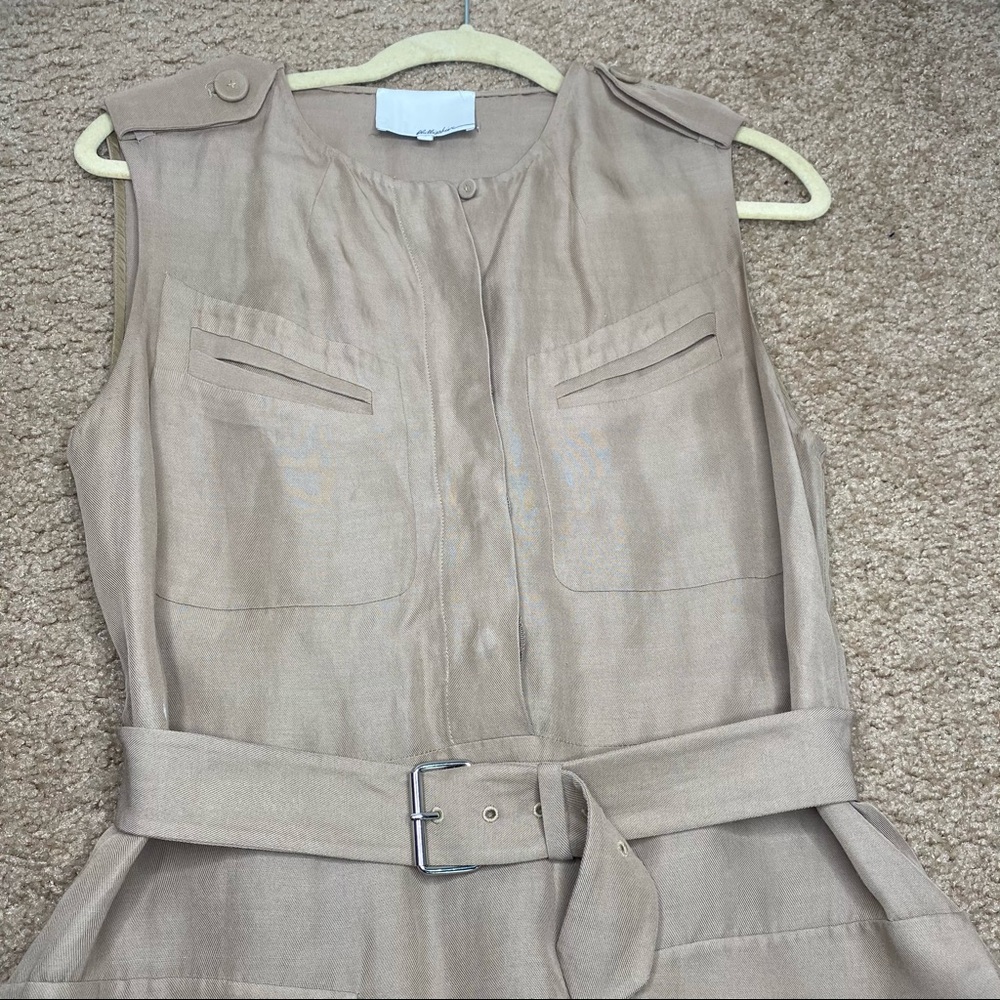 3.1 Phillip Lim Tan Sleeveless Linen Belted Twill Shirt Dress - Size 2 - Picture 8 of 11